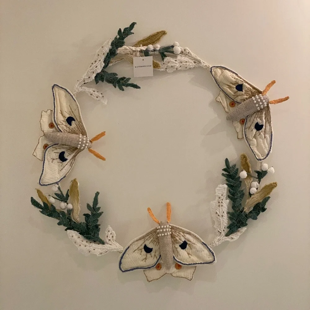 Anthropologie Luna Moth Wreath NWT